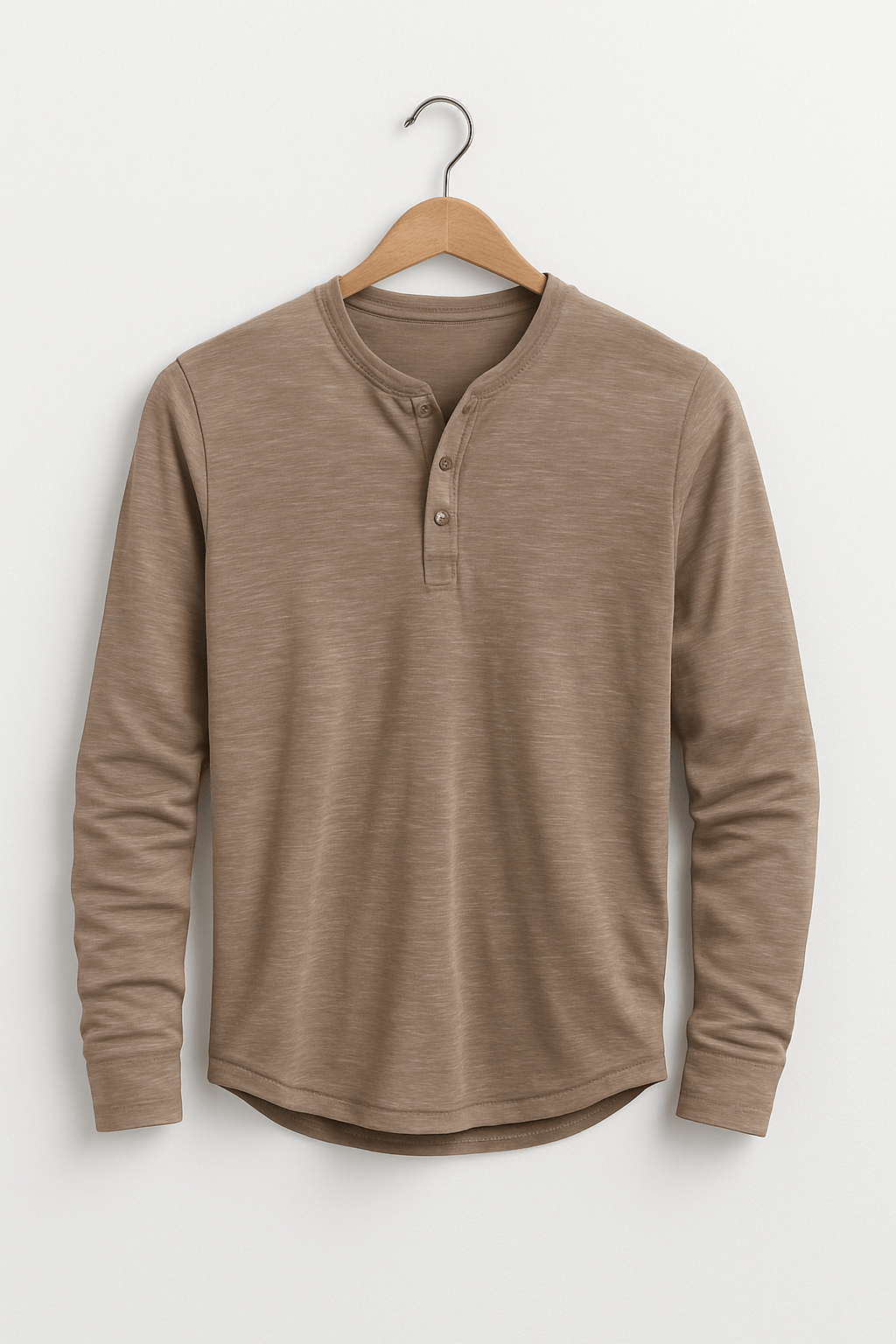 Klassisches Langarm Henley Shirt
