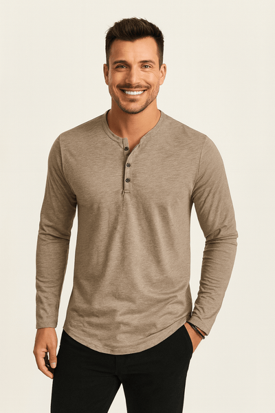 Knopfleisten Langarm Henley Shirt