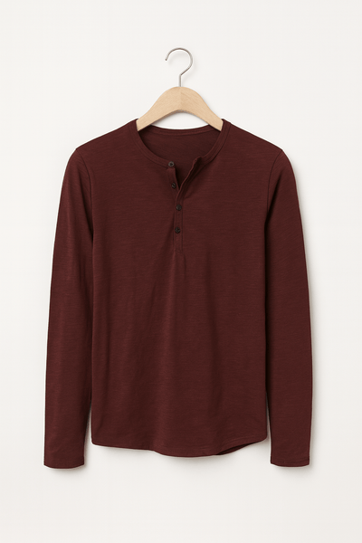Knopfleisten Langarm Henley Shirt