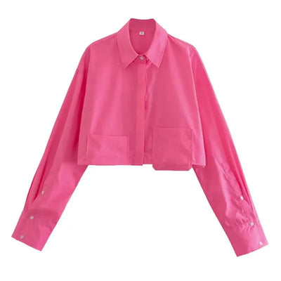 Kleah - Schicke Verkürzte Langarmbluse