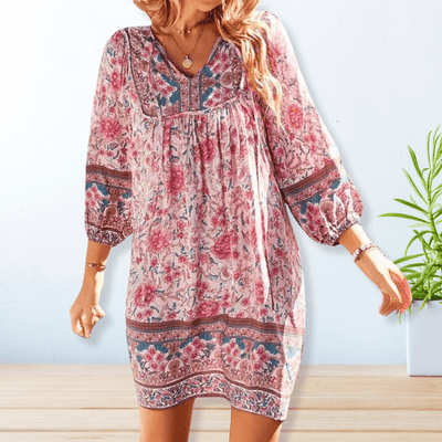 Phoebe | Boho Kleid mit Druck und fließendem Schnitt für Frauen