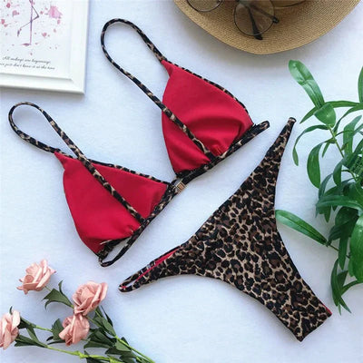 Jorisa - Schickes Leopard Bikini Set, Strandfertig