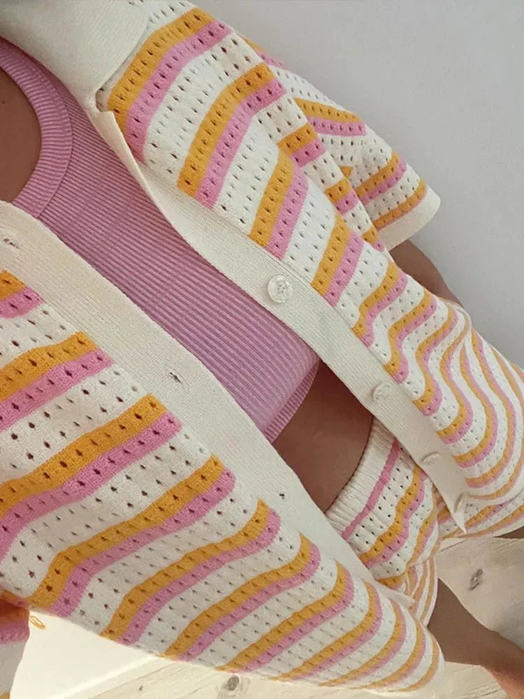 Azarreth - Schickes Gestreiftes Hemd & Shorts