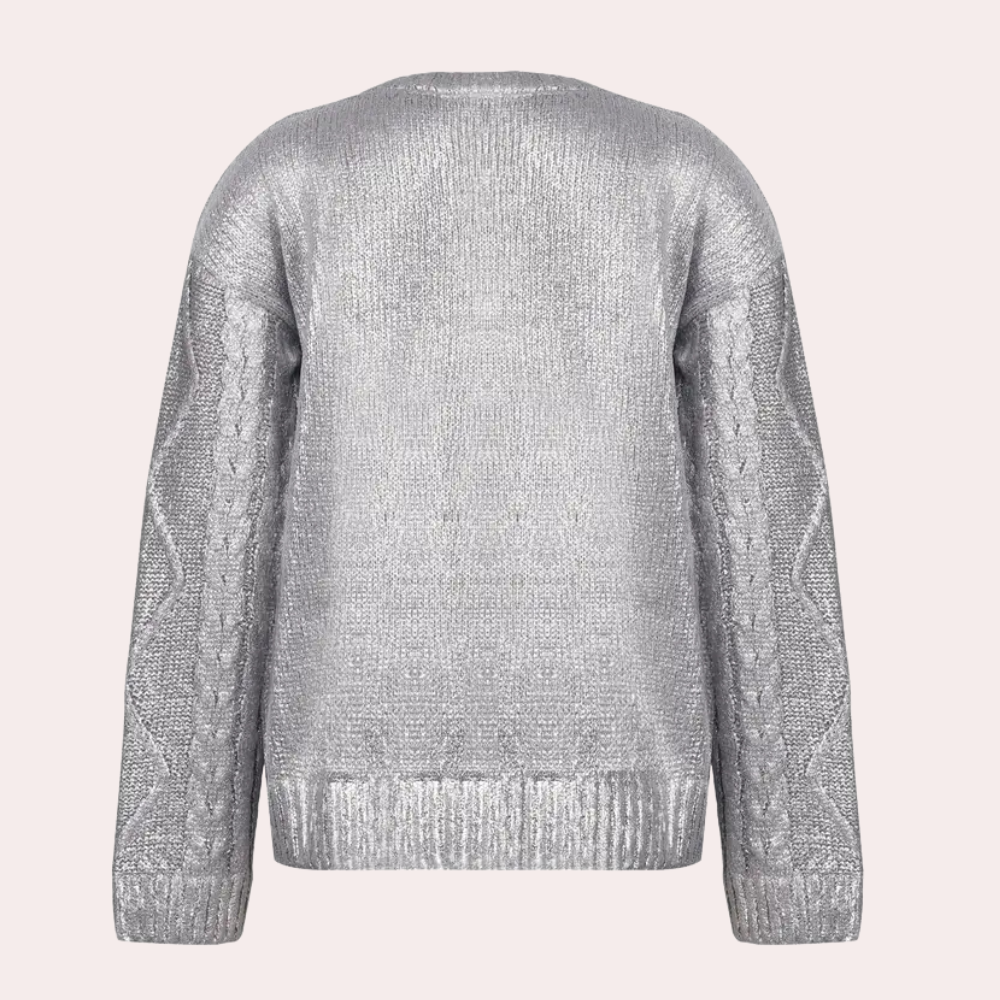 Glänzender Zopfstrickpullover | Eleganter Chic | Modernes Design