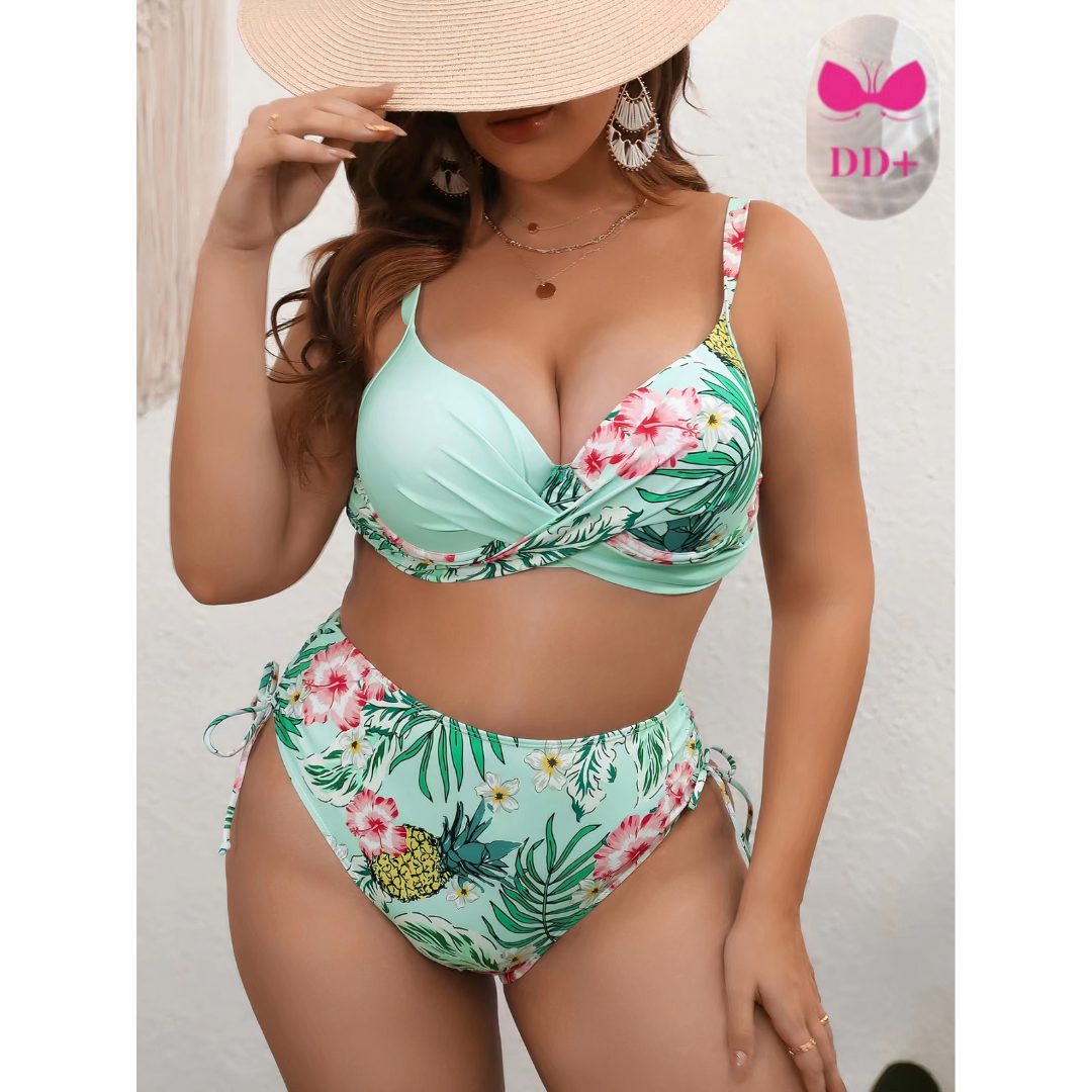 Zesty | Zweiteiliges Bikini Set für Damen in Übergröße mit Blumendruck