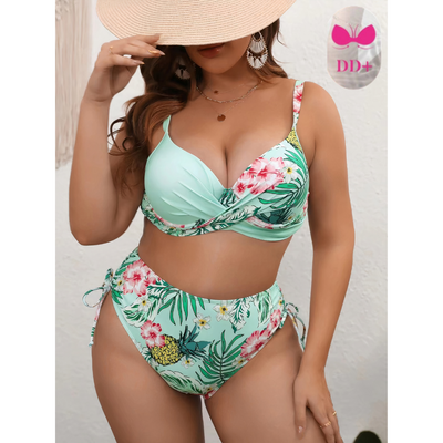 Zesty | Zweiteiliges Bikini Set für Damen in Übergröße mit Blumendruck