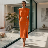 Daniela - Elegantes Midikleid mit Schlitz in Orange