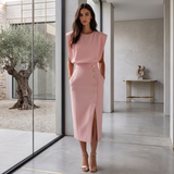 Daniela - Elegantes Midikleid mit Schlitz in Rosa