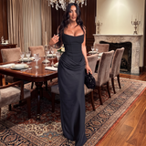 Christina - Elegantes ärmelloses Maxikleid in Schwarz