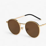 Unisex Designer Sonnenbrille mit Rundgläsern – Nova in Gold Braun