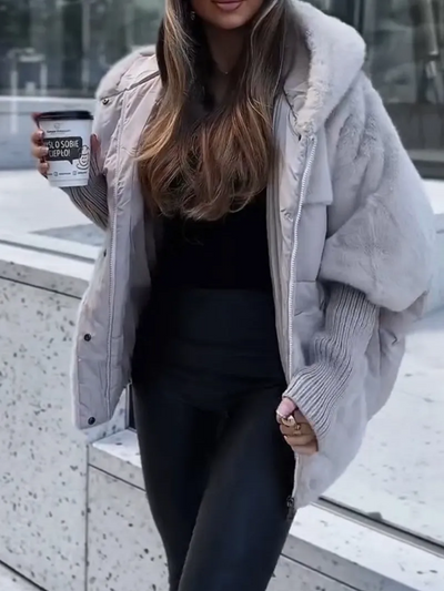 Plüsch-Winterjacke mit Kapuze -  Emilia