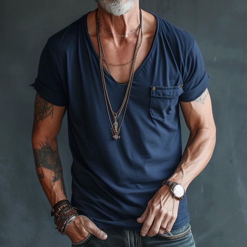 Paul | Herren T-Shirt V-Ausschnitt aus Kämmerstoff für Männer