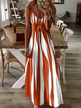 Carielle | Träger-Maxikleid mit grafischem Print in Orange