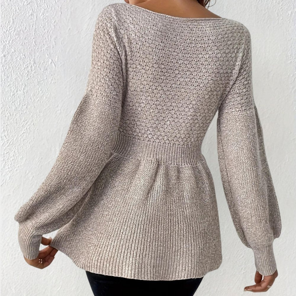Strickpullover mit Puffärmeln | Elegant und Bequem | Figurschmeichelnder Schnitt