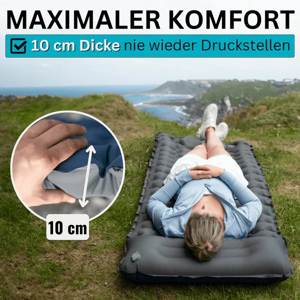 SleepCamp - Schnell aufblasbare Matratze mit integriertem Kissen | 50% RABATT