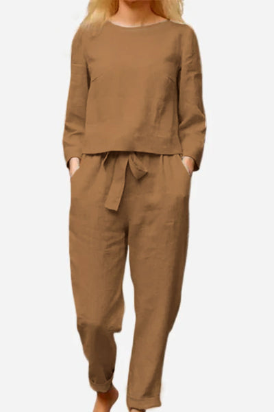 Antje | Zweiteiliges Set aus Leinen-Baumwolle für Frauen