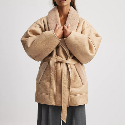 Damen Winterjacke mit Gürtel und Futter