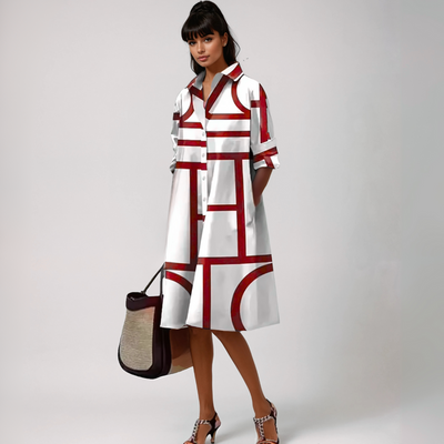 SELENE  | Geometrisch gemustertes Midikleid