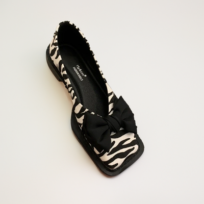 Caramina - Stilvolle Hahnentritt-Ballerinas mit Schleife Damen