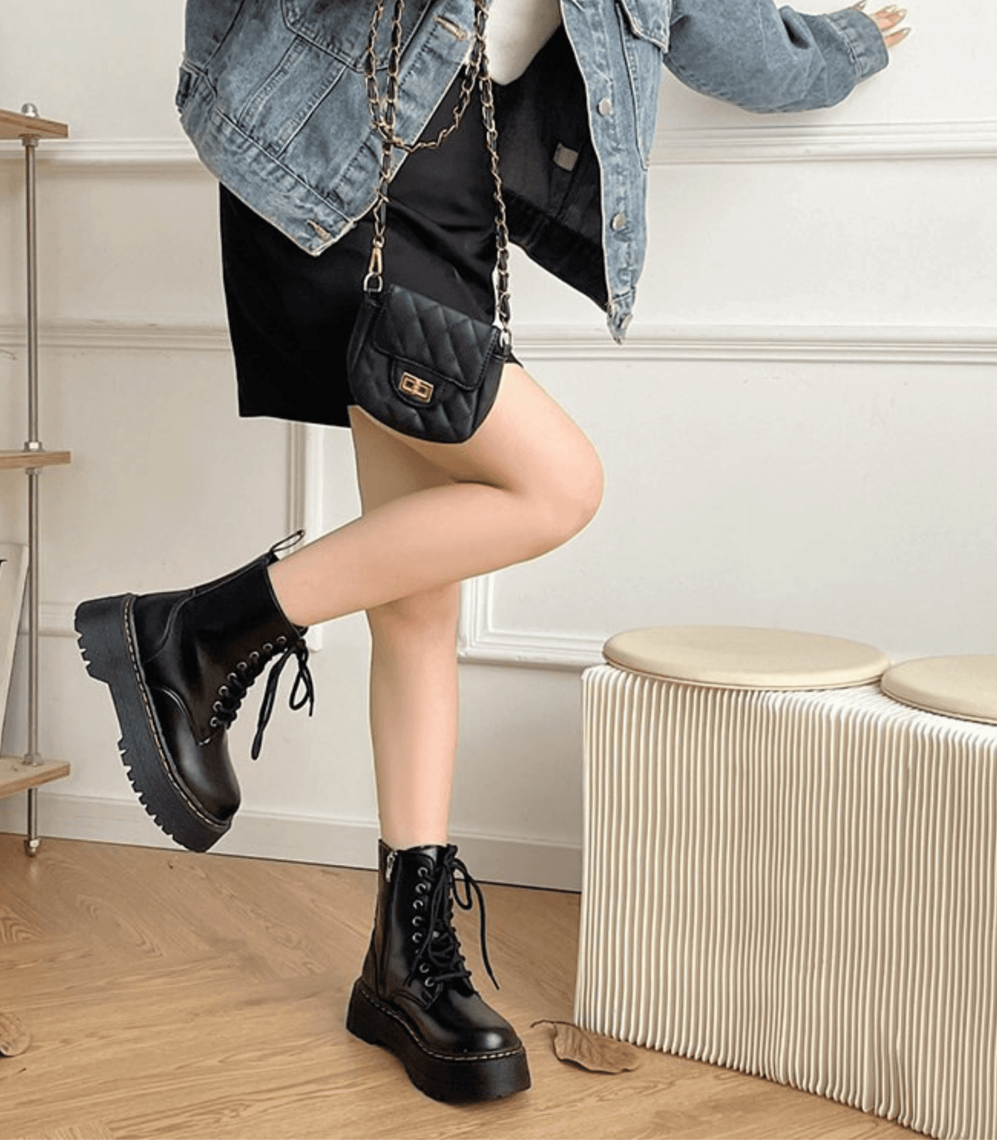 Heidi-Mode | Spitze Combat-Stiefel mit Chunky Absatz und Plateau