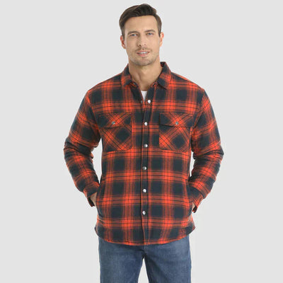 Herren Flanell Hemd Jacke lange Ärmel gesteppt gefüttert Plaid Mantel Button Down dicke Outwear für Winter