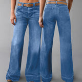 Damen Vintage Weit Geschnittene Jeans – Hochbund Locker Denim Hose in Hellblau