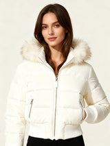 Steppjacke Winter Damen Mit Kapuze in Weiß