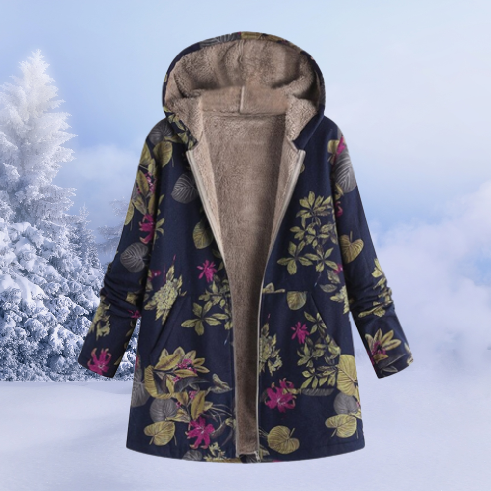 Geblümte Winterjacke mit Kapuze - Leona