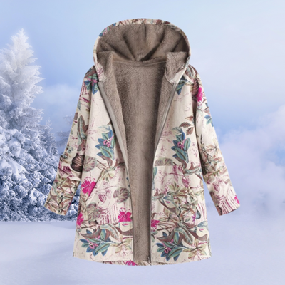 Geblümte Winterjacke mit Kapuze - Leona