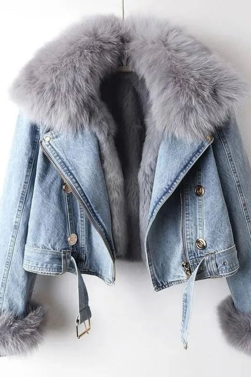 Stylische Denim-Winterjacke mit Fell - Marianne