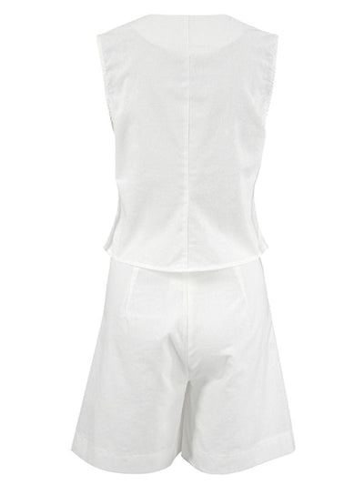Heidi-Mode | Anzugweste Anzug Damen Sommer Freizeit Ärmellose Weste Shorts Zweiteiliges Set