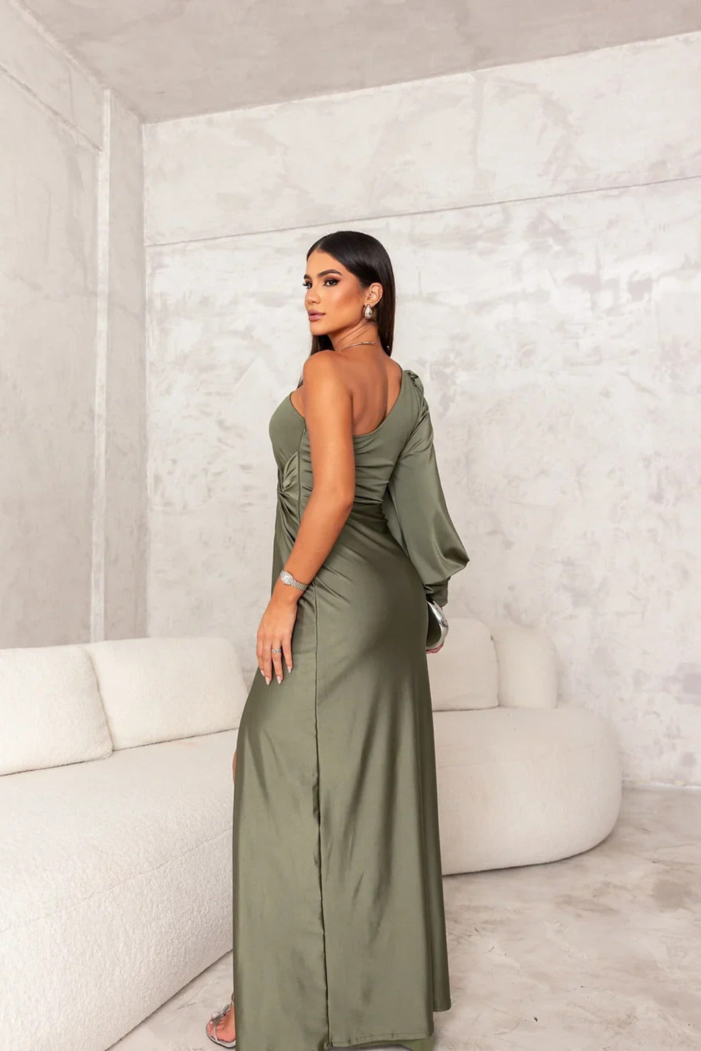 Satin-Ein-Schulter-Abendkleid | Elegant und Glamourös | Figurbetonter Schnitt