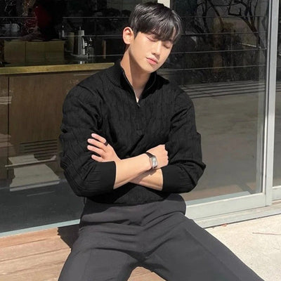 Luca - Gestrickter Pullover mit halbem Reißverschluss