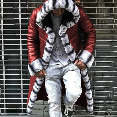 Sean - Langer Mantel mit integriertem Pelz