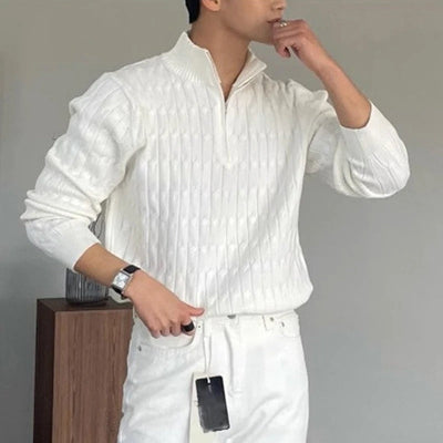 Luca - Gestrickter Pullover mit halbem Reißverschluss