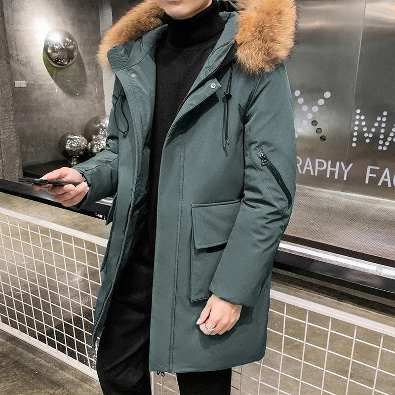 Noah - Winddichte lange Fleecejacke mit Kapuze für Herren