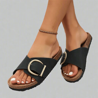 Vegane Damen-Sandalen mit Schnalle und Fußbett