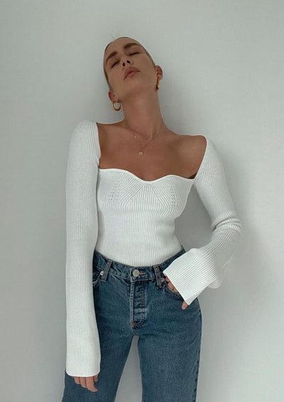 Rippstrick-Top | Figurbetont & Femininer Ausschnitt | Eleganter Chic