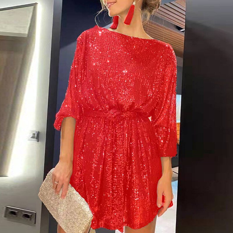 Maddie - Glitzerndes Pailletten-Partykleid