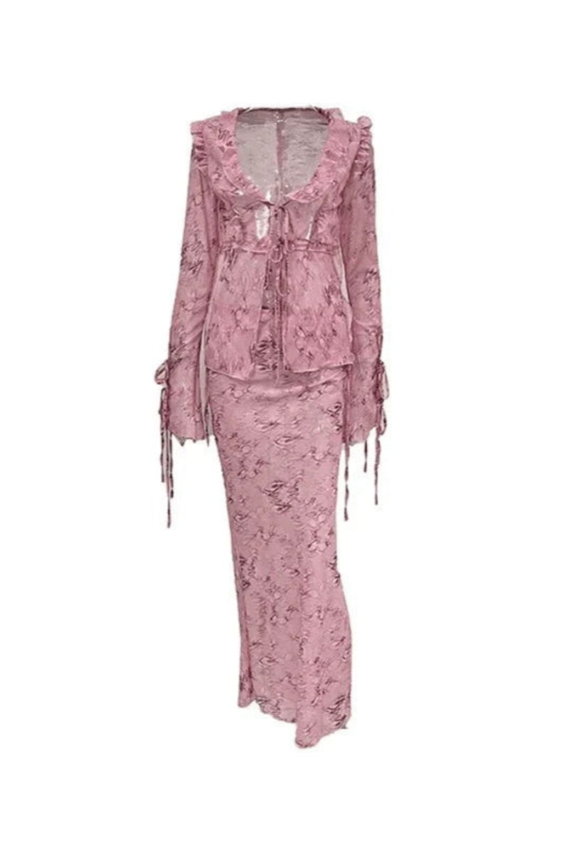 Transparenter Zweiteiler | Fließender Stoff & verspielte Details | Boho-Chic