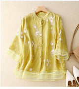 Kourtney – Elegante Damenbluse mit Stickerei in Yellow