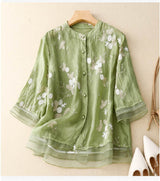 Kourtney – Elegante Damenbluse mit Stickerei in Green