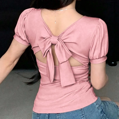Alexa - Trendiges Rosa Damen Top Quadratischer Ausschnitt